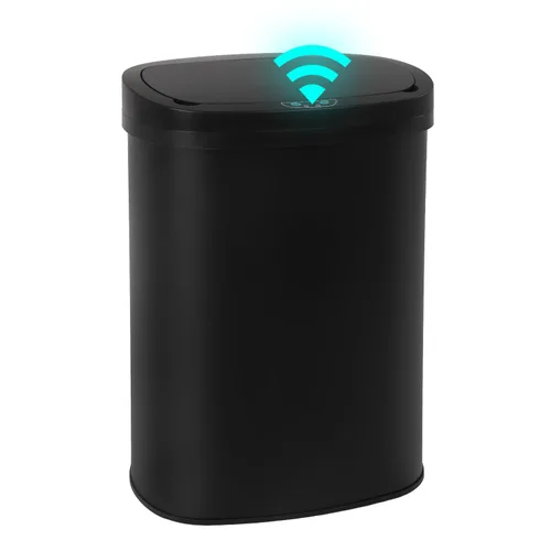 Vista 10 de PayLessHere Bote de basura de plástico de 13 galones Negro Tapa automática sin contacto con sensor de movimiento Bote de basura de cocina