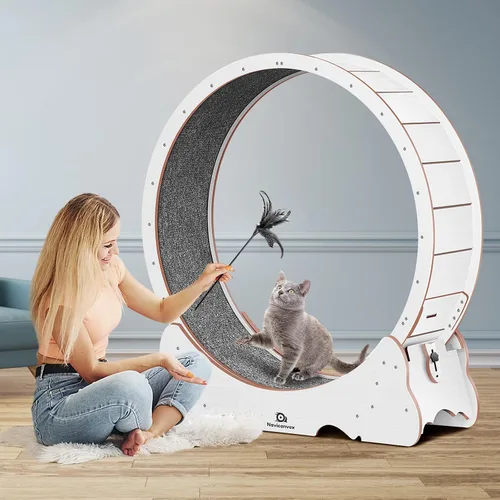 Vista 6 de Rueda para gatos, 53 pulgadas XXL grande con alfombra desmontable para gatos de interior Blanco
