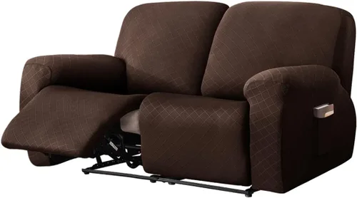 Vista 21 de vctops Funda reclinable con diamantes de 4 piezas, funda elástica para sofá reclinable de 1 plaza, protector suave y sólido para muebles con correa
