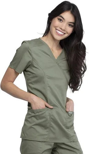 Vista 7 de Workwear Revolution WW610 - Ropa quirúrgica con estilo cruzado falso para mujer, elástica, suave y de fácil cuidado