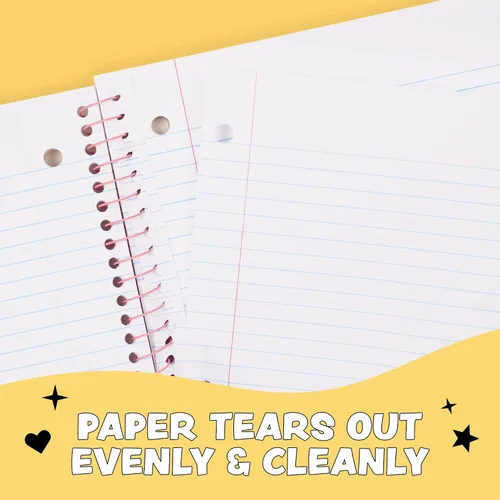 Vista 6 de Yoobi Essentials Bundle – Cuadernos y lápices de composición con rayas universitarias, paquete de 3 materias, 150 páginas, cuadernos perforados de 3