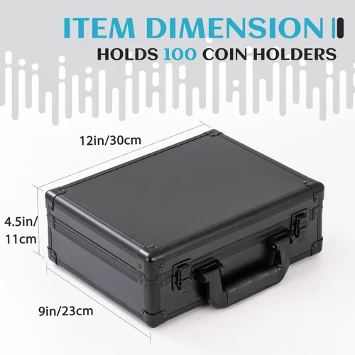 Vista 3 de La caja de monedas de metal contiene 40 cápsulas de plástico transparente, colección de monedas de hasta 1.811 in, moneda American Silver Eagle