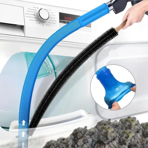 Vista 2 de Kit limpiador de ventilación de secadora, accesorio universal para manguera de vacío y cepillo flexible para pelusas de secadora, accesorio
