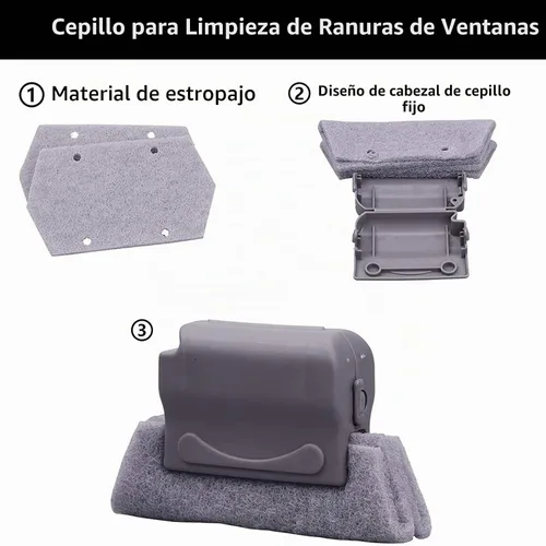 Vista 3 de Juego de herramientas mágicas de limpieza de rieles de ventana, 3 cepillos de limpieza de ranuras + 2 cepillos de limpieza de ranura para ventana