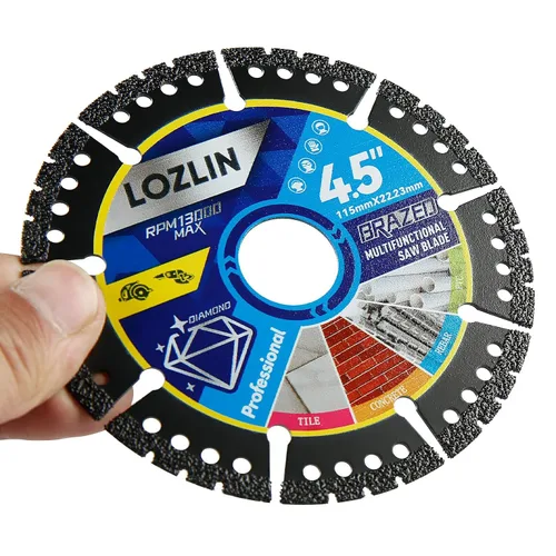 Vista 6 de LOZLIN Paquete de 3 Hojas de Sierra Multiusos de Diamante de 4.5" - Discos de Amoladora Angular de Servicio Pesado para Cortar