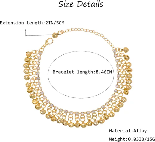 Vista 5 de Lvla Gan Pulseras de tobillo de oro para mujer, tobilleras de playa bohemias con colgante