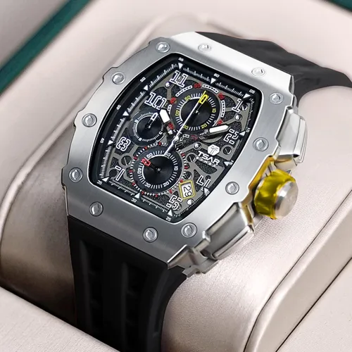 Vista 7 de TSAR BOMBA Mens Watches Luxury Tonneau Watches for Men Waterproof 50M Analog Replica Watch Chronograph Calendar Date Mens Dress Business Work Watch