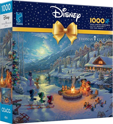 Vista 6 de Ceaco - Thomas Kinkade - Colección Disney Dreams - Vacaciones - Mickey y Minnie Christmas Lodge - Rompecabezas de 1000 piezas
