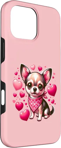 Vista 3 de iPhone 16 Pro Max Chihuahua Valentine Hearts Dog Case