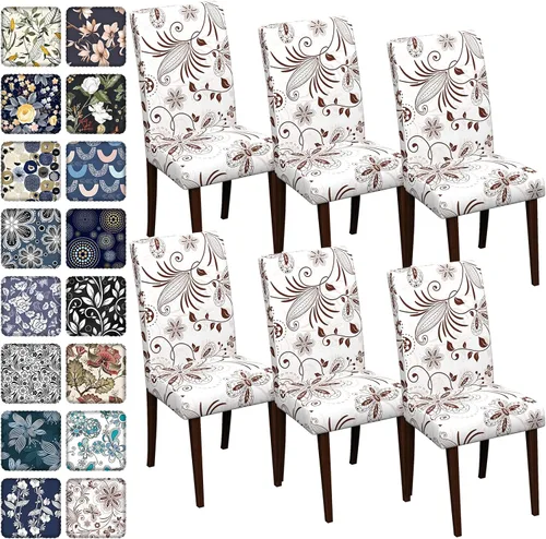 Vista 98 de Fundas para sillas de comedor CoSofSLIP, juego de 2, fundas estampadas elásticas antideslizantes, fundas extraíbles y lavables para sillas
