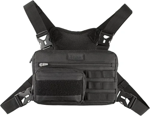 Vista 8 de Fitdom Paquete de Pecho Deportivo Utilitario Inspirado en Táctica. Bolsa de Pecho Para Hombres Con Soporte Para Teléfono Incorporado. Este Chaleco