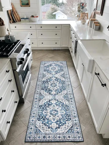 Vista 37 de Moynesa Alfombra ultra fina lavable de 2 x 3 pies, alfombra pequeña de cocina para entrada, interior, antideslizante, tapete vintage para puerta