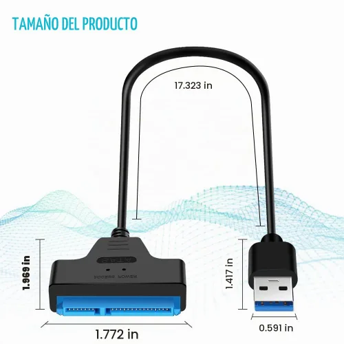 Vista 3 de Ainiv Cable adaptador USB 3.0 a SATA para unidades SSD HDD de 2,5