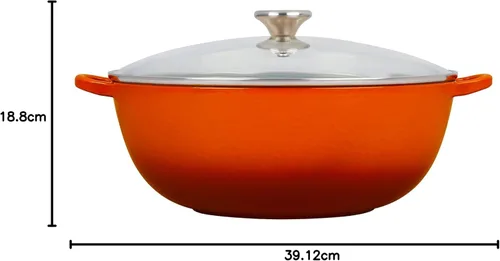 Vista 6 de Le Creuset Horno de chef de hierro fundido esmaltado con tapa de vidrio, 7.5 cuartos de galón., Llama