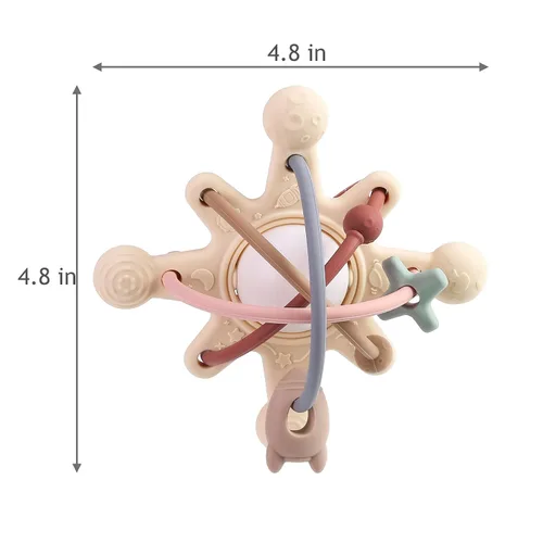 Vista 2 de PandaEar Space Planet - Juguete sensorial para bebés – Manhattan sonajero para 0-6, 6-12 meses, silicona segura para congelador, juguete Montessori