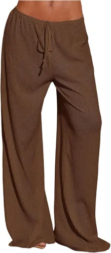 Vista 7 de MakeMeChic Pantalones de playa holgados para mujer Negro