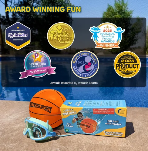 Vista 7 de Aqua Dive - Pelota de baloncesto para piscina – Juguetes de piscina de agua para niños de 4 a 12 años – Regate, pasa y dispara bajo el agua