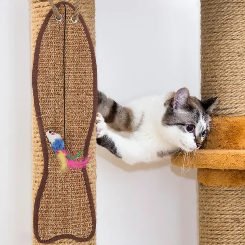 Vista 7 de Mipcase Alfombrilla protectora de sisal colgante con forma de pez para gatos de 20.67 pulgadas, afilado de garras de muebles y funda de sofá