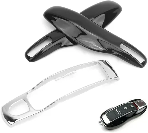 Vista 8 de Fydun Key Case Cove - Funda protectora para llave de automóvil 911 (negro horneado + carcasa plateada)