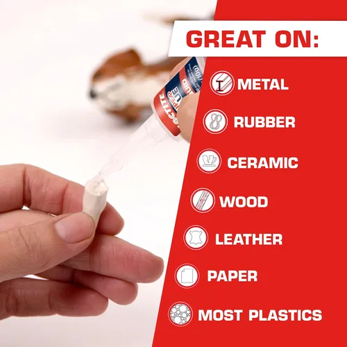 Vista 4 de Loctite Super Glue - Botella líquida de cuello largo, botella de 0.35 oz (paquete de 1) adhesivo instantáneo para plástico, madera y metal