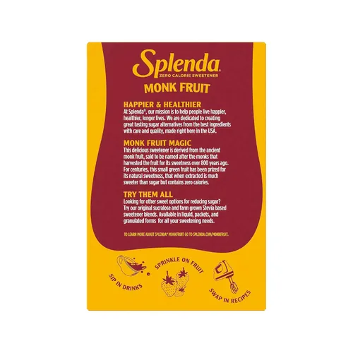 Vista 7 de SPLENDA Monk Fruit - Edulcorante a base de plantas cero calorías, sin eritritol, sustituto de azúcar Keto (80 unidades)