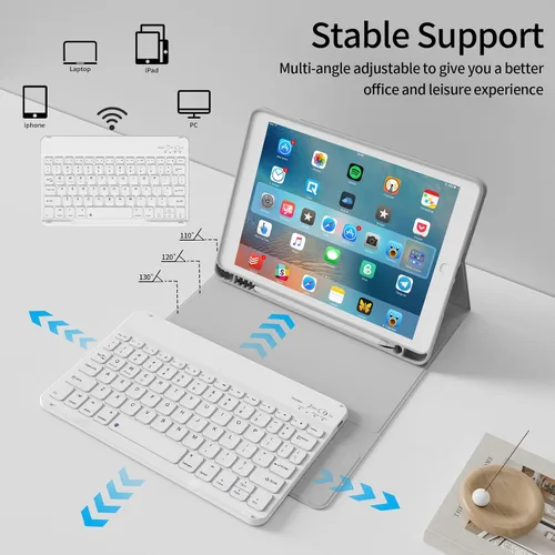 Vista 3 de kenke Funda para iPad de 9ª/8ª/7ª generación con teclado de 10.2 pulgadas Gris
