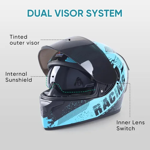 Vista 5 de Full Face Motorcycle Helmets for Adults Men and Women with Internal Tinted Visor