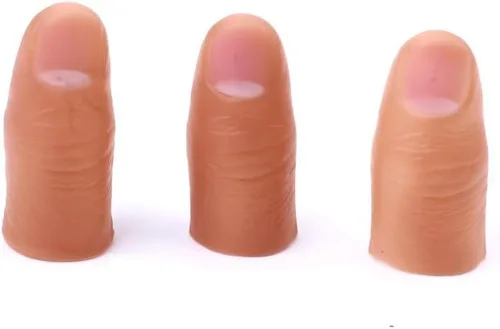 Vista 2 de MOMOMAGE 5 piezas de punta dura del pulgar dedo falso trucos de magia de cerca aparecen la magia desaparecer magia falso dedo truco accesorios