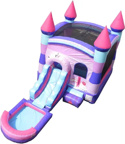 Vista 4 de Pogo Bounce House Tobogán acuático inflable y piscina, rosa Rosa Deluxe