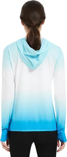 Vista 3 de Ropa de protección solar UPF 50+ para mujer, sudadera con capucha y protección solar con cremallera, SPF de manga larga, camisa para el sol, pesca