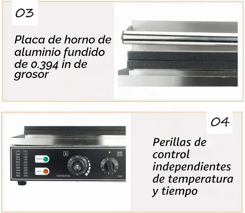 Vista 6 de 10pcs Commercial Waffle Maker Rectangle Nonstick Electric Waffle Maker Machine 110V Temperature and Time Control Waffle Machine ProductName