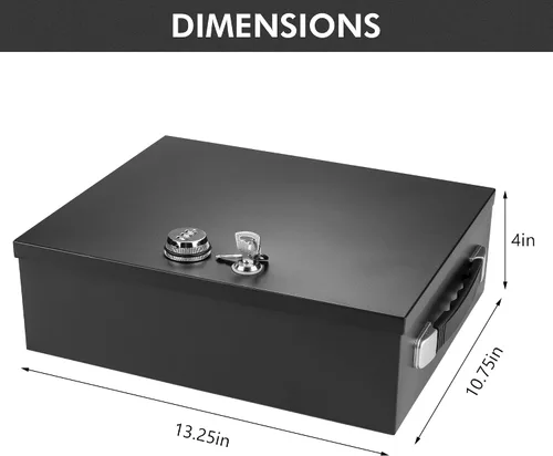 Vista 3 de Caja fuerte ignífuga, combinación dual y cofre de seguridad con cerradura de llave