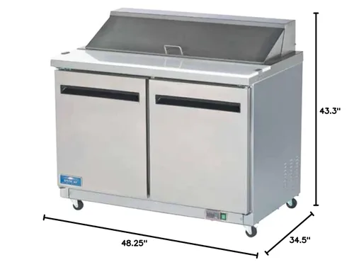 Vista 3 de Arctic Air AMT48R 48.25 pulgadas 2 puertas Mega Top Refrigerado Sandwich/ensalada Preparación Mesa con base refrigerada, 115 V