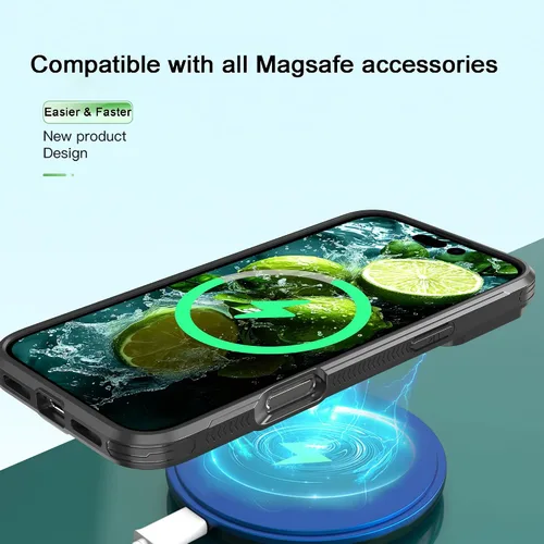 Vista 7 de Funda magnética para iPhone 17 con cubierta deslizante para cámara, compatible con MagSafe, panel trasero transparente que nunca se pone