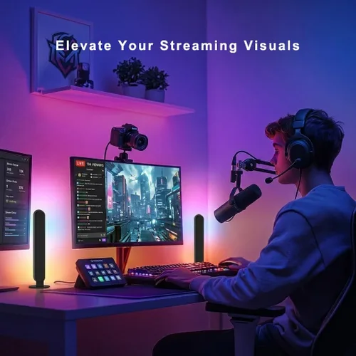 Vista 2 de Barras de luz inteligentes, luces de escritorio con RGB-ICW - Barras de luz para juegos para retroiluminación de monitor, alimentadas por USB