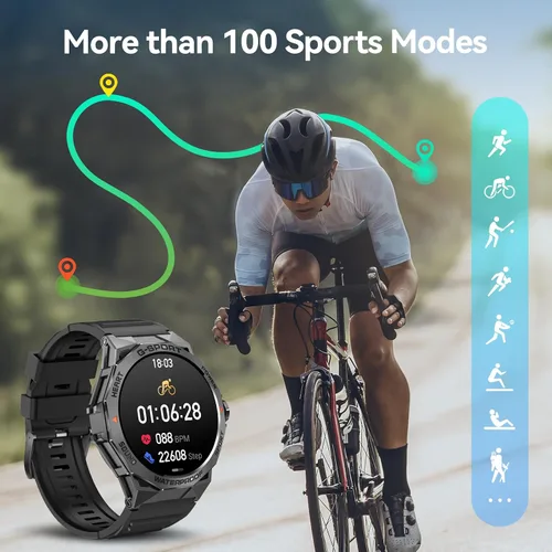 Vista 5 de Reloj inteligente, AMOLED de 1.43" para teléfonos Android con llamada Bluetooth, resistente al agua robusto, batería de ultra larga duración, más