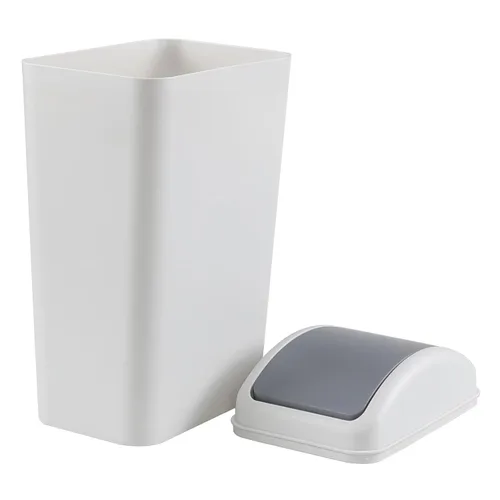 Vista 7 de Bote de basura de 3 galones con tapa oscilante, cubo de basura con tapa abatible, color gris Diseño de tapa abatible, material de plástico mate