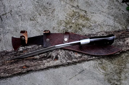 Vista 6 de Cuchillo kukri moderno Cheetlange de hoja de 13 pulgadas de largo con templado, afilado, listo para usar