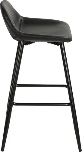 Vista 4 de Cortesi Home Taburetes de lluvia en piel sintética negro carbón, base negra (juego de 2)