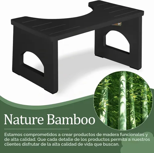 Vista 3 de Taburete de inodoro plegable, taburete de 7 pulgadas para defecar para baño, taburete de inodoro de bambú en cuclillas para adultos, taburete