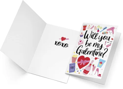 Vista 2 de Tiny Expressions 4 tarjetas de feliz día de Galentinos para amigos con sobres rojos (4 tarjetas del día de Galentine)