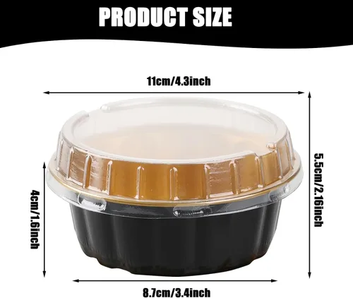 Vista 5 de 100 Piezas Vasos de Papel de Aluminio de 8 oz con Tapas Moldes Desechables con Tapas Vasos Desechables para Hornear Recipientes de Papel de Aluminio