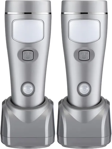 Vista 14 de Enhon - Paquete de 2 luces LED de emergencia 4 en 1 para fallos de energía en el hogar, color blanco Rechargeable plug-in flashlight, motion