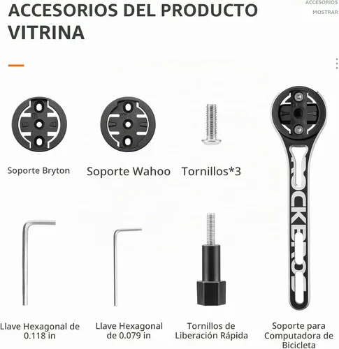 Vista 6 de ROCKBROS Combo GoPro de montaje para manillar delantero para computadora de Negro