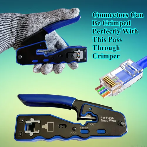 Vista 5 de Gaobige 100 unidades Cat5 Cat5e Cat6 RJ45 de paso a través de extremos de conectores Conectores sin blindaje de 0.043 in para cable sólido y cable