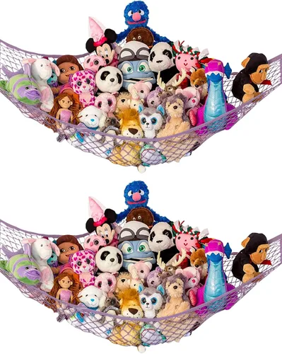 Vista 16 de Hamaca para animales de peluche, grande, almacenamiento de animales de peluche en esquina y red de peluche, hamaca de juguete para animales