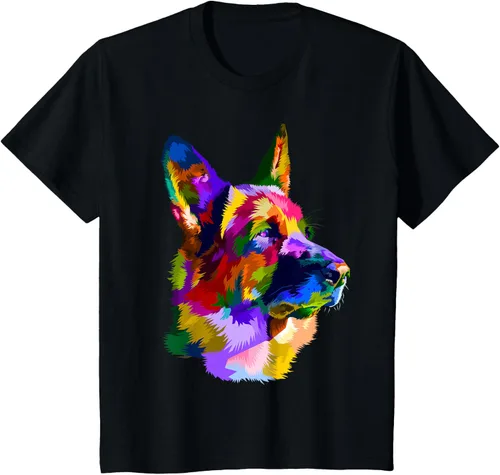 Vista 82 de Camiseta con retrato de pastor alemán para dueños de perros, Negro, S
