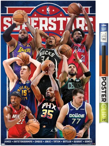 Vista 17 de Trends International NBA League Superstars 23 - Póster de pared, 22.4 pulgadas de largo x 14.7 pulgadas, versión enmarcada de madera de granero