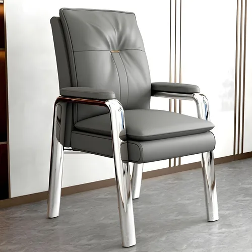 Vista 32 de PU Leather Conference Chair with Fixed Arms High-Back Ergonomic Mahjong Chair Chess Card Room Backrest Computer Chair Long-Term Sitting Mahjong