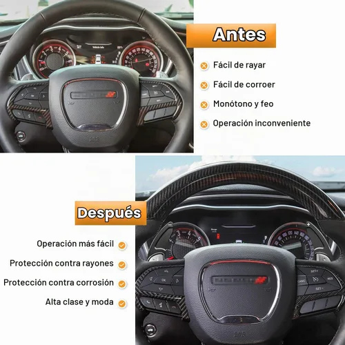 Vista 3 de Paletas de Cambio Extendidas para Volante, Cubierta Decorativa para Dodge Challenger Charger Durango RT & Scat Pack 2015-2024, para Jeep Grand Negro
